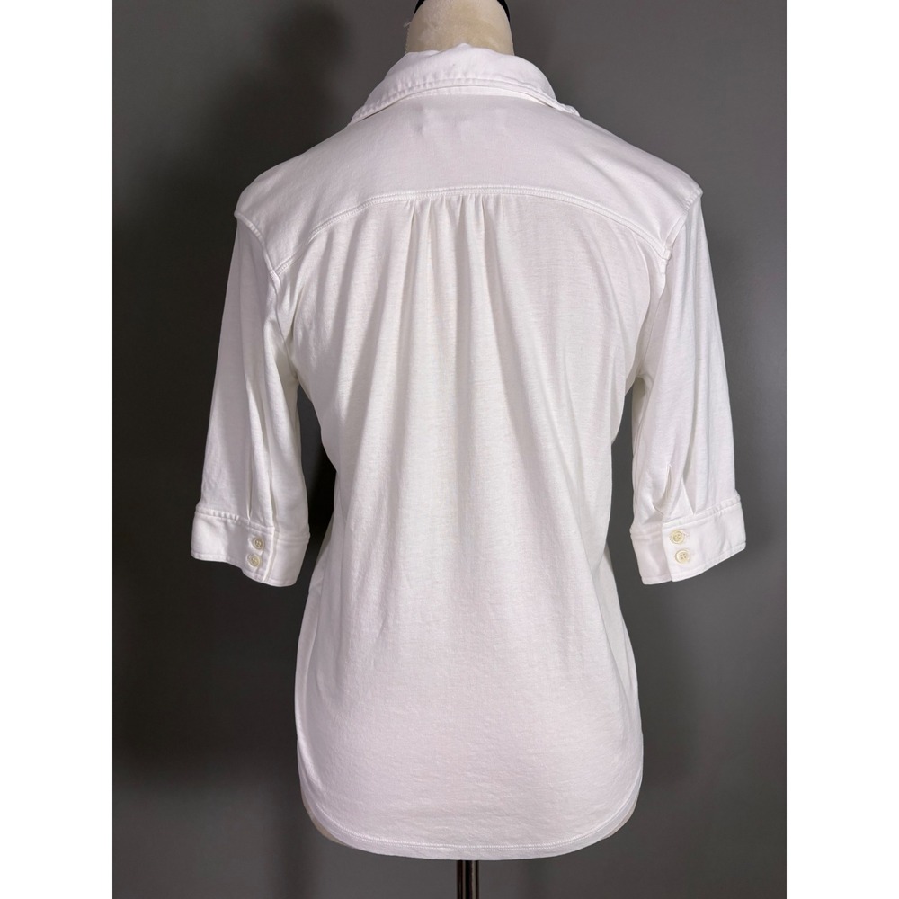 FRAME Button Down Shirt Womens S Stretch White Pima Cotton Utility Safari Fitted - Picture 3 of 8